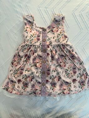 cheeky plum Lavender & Pink Floral Button-Front Dress